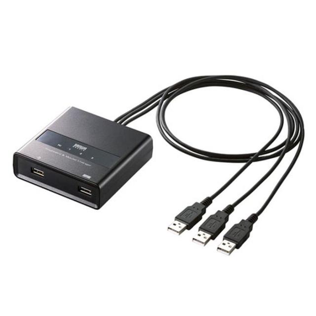 即納 代引不可 パソコン切替器 ケーブル一体型 1組のUSBキーボード・USBマウスで3台のPC切替・操作 ホットキー切替対応 オフィス テレワーク サンワサプライ SW-KM3UU