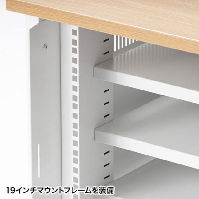 北海道・沖縄・離島配送不可 代引不可 19インチマウントボックス 12U D600 キャスター付 アジャスター付 ケーブル口付 鍵付 サーバーラック オフィス 家具 木目天板 サンワサプライ CP-502_4