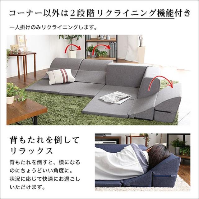 北海道・沖縄・離島配送不可 代引不可 コーナーローソファ 2SET  Linum ソファ コーナーソファ フロアソファ ローソファ リクライニング式 組み合わせ自由 おしゃれ インテリア 家具 ホームテイスト SH-07-RCLS-2SET_7