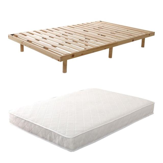 北海道・沖縄・離島配送不可 代引不可 すのこベッド セミダブル Pierna ベッド ポケットコイルロールマットレス付 3段階高さ調節 シンプル おしゃれ インテリア 家具 ナチュラル ホームテイスト LHK-HRM-SD--NA