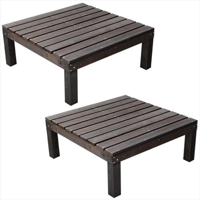 北海道・沖縄・離島配送不可 代引不可 ユニットウッドデッキ harmonie 90×90cm 2個組 デッキ ウッドデッキ 縁台 飾り棚 天然木 お庭 ガーデニング おしゃれ ダークブラウン 住まいスタイル SDKIT9090-2P-DBRの通販は 27,718円