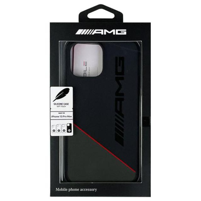 メルセデスAMG 公式ライセンス iPhone 13 Pro Max 6.7インチ 3眼モデル シリコン+マイクロファイバー バックカバー アイフォンケース ブラック エアージェイ AMHCP13XRGDBK