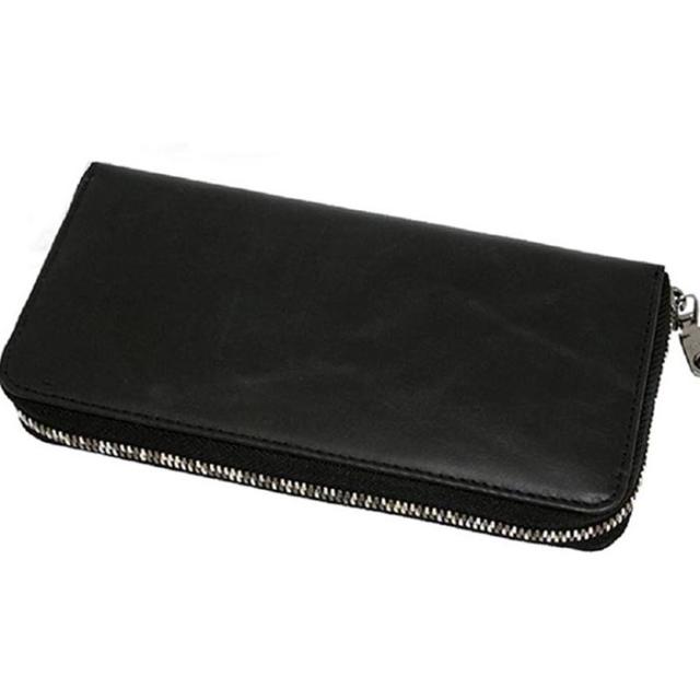 ジョンハリソン 長財布 メンズ 牛革 ビンテージ感 ラウンドファスナー付 大容量 高級 ブランド ブラック J.HARRISON JWT-018BK