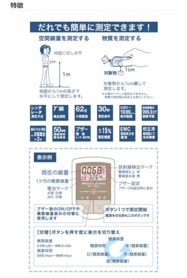 線量計 空間線量計 放射線測定器 放射線モニタ 高品質で精度の高い空間線量計 PCリンク Felica対応 日本製 NISSEI  日本精密測器 DC-200_7