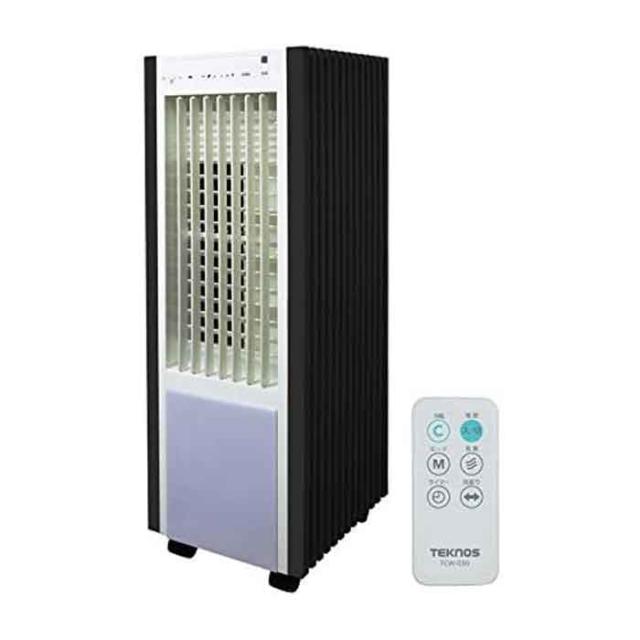 扇風機 冷風扇 リモコン冷風扇風機 抗菌加工 タンク取外し可 汲み上げ散布方式 ホワイト×ブラック テクノス TCW-030