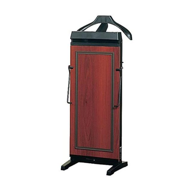 沖縄・離島配送不可 代引不可 ズボンプレッサー フロントボードに高級感のあるトリム 15/30分切替タイマー ネクタイハンガー アクセサリー棚 ジャケットハンガー 英国製 マホガニー コルビー 4400JTCMG