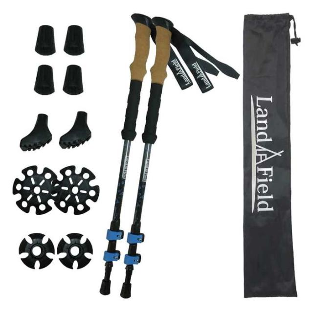 即納 トレッキングポール カーボンファイバー製ポール 杖 つえ 登山 山登り 軽さと強さを兼ね備えた丈夫なカーボン製 Land Field LF-TP010-BLの通販は