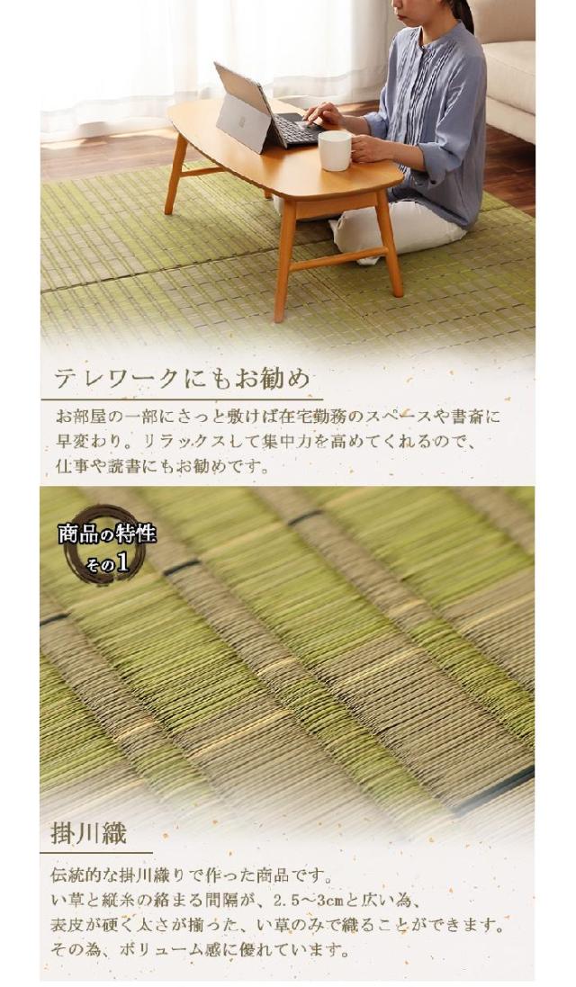 代引不可 置き畳 ユニット畳 い草 消臭 抗菌防臭 約82×82cm 4P 4枚組 グリーン IKEHIKO 8909320_2