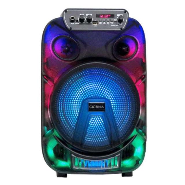 CICONIA 全身発光LEDパーティスピーカー 360°光る ハンドル＆車輪付 Bluetooth USB 無線 センター商事 CTGY10A