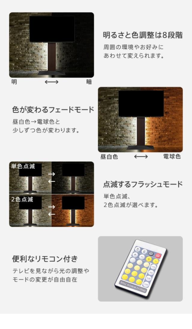 北海道・沖縄・離島配送不可 代引不可 WALLインテリアテレビスタンドV3・V2・S1対応 LED間接照明 ハイタイプ用ホワイト ナカムラ wlld96111_4