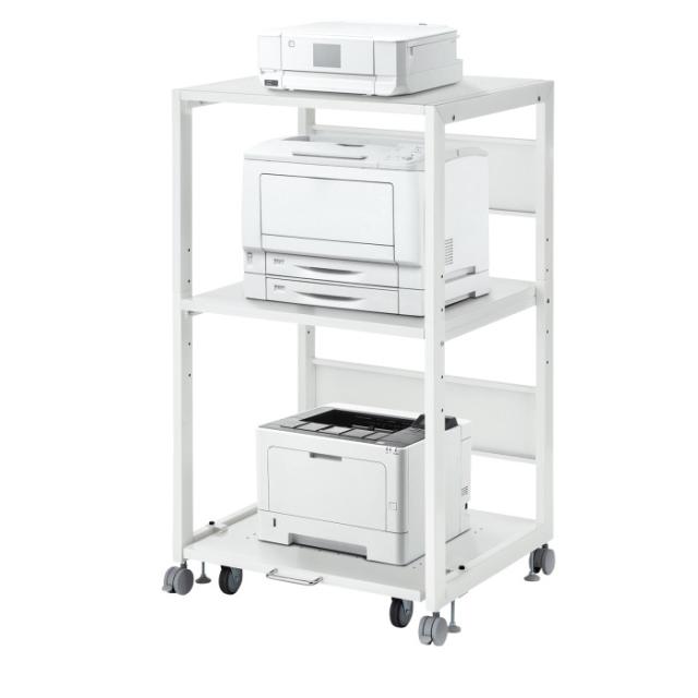 即納 代引不可 高耐荷重プリンタラック W700 幅700mm キャスター付き A3対応 ホワイト サンワサプライ LPS-T120H_3