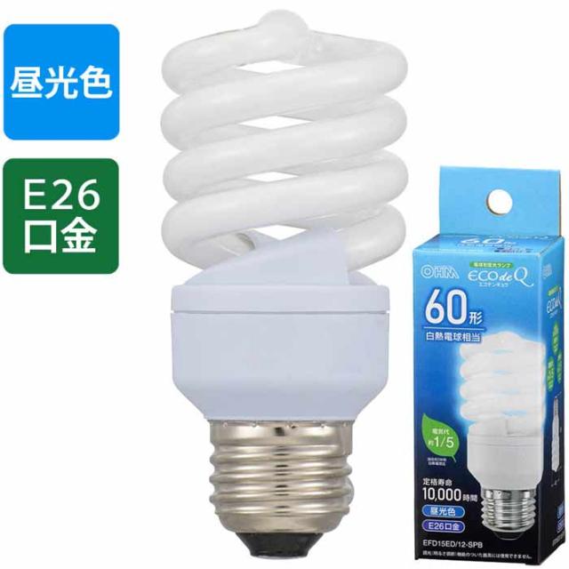 エコ電球 60形相当 732lm 昼光色 E26 蛍光灯 照明器具 電球 取替 OHM 063773
