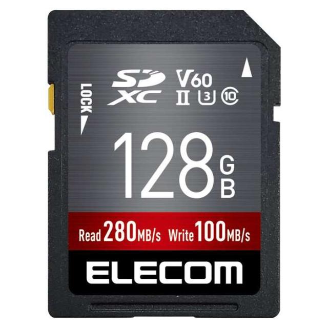 代引不可 SDカード SDXC 128GB Class10 UHS-II U3 V60 最大転送速度280MB/s 防水 IPX7準拠 4K動画に最適 データ復旧サービス付 エレコム MF-FS128GU23V6R
