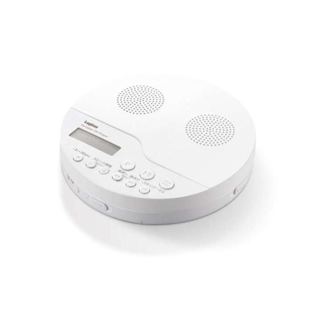 代引不可 CDプレーヤー コンパクト ポータブル リモコン付属 スピーカー機能付 卓上 イヤホン付属 語学学習 リスニング 音楽 ホワイト ロジテック LCP-PAPS02WH