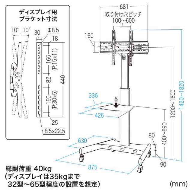 北海道・沖縄・離島配送不可 代引不可 32〜65型対応 液晶 ディスプレイ