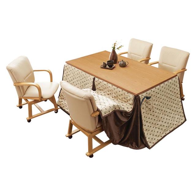 沖縄・離島配送不可 代引不可 ダイニングこたつ 6点セット シェルタK150-H6S 布団 チェア 一式 テーブル幅150 ナチュラル HAGIHARA SCELTAK150NAH6Sの通販は 138,762円