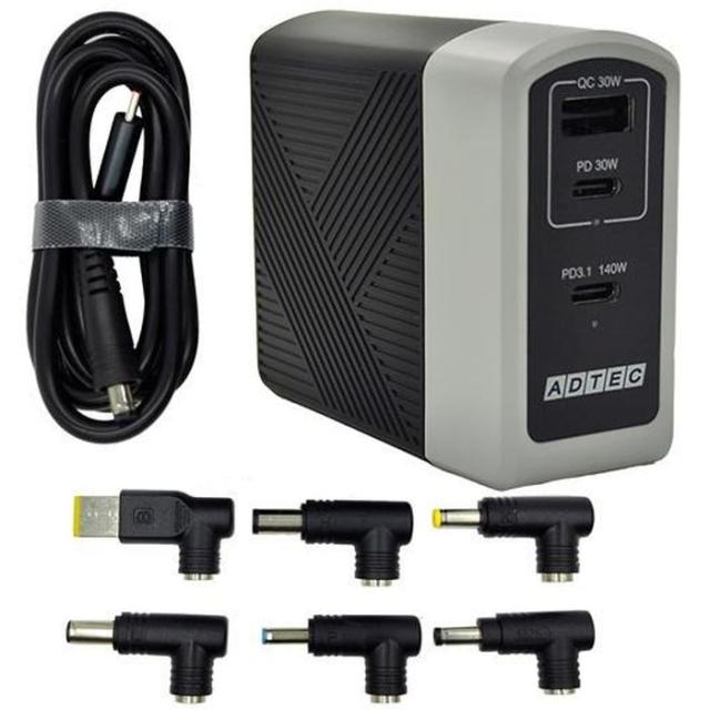 代引不可 PD3.1充電器 140W AC2 マルチPro USB Type-C 2ポート Type-A 1ポート BK ブラック ADTEC APD-A140AC2-wMPro-BK