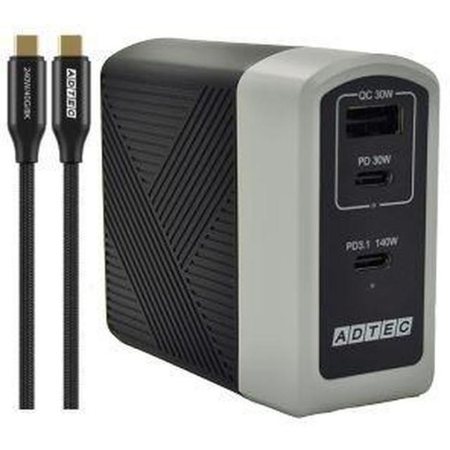 代引不可 PD3.1充電器 140W AC2 USB4 BK ブラック USB Type-C 2ポート Type-A 1ポート ADTEC APD-A140AC2-wC24-BK