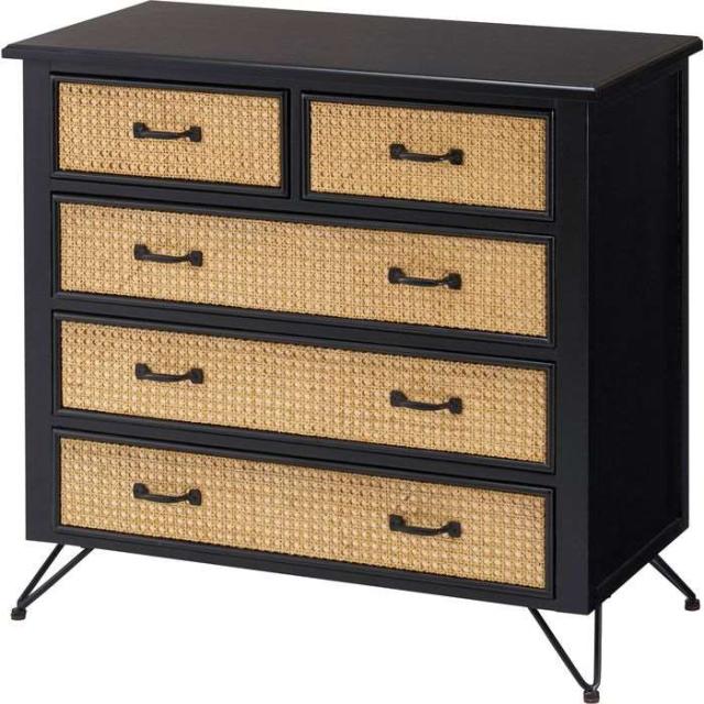 北海道・沖縄・離島配送不可 代引不可 チェスト 天然ラタン TVボード ウッド素材 引き出し 棚 家具 インテリア 東谷 PM-337BK