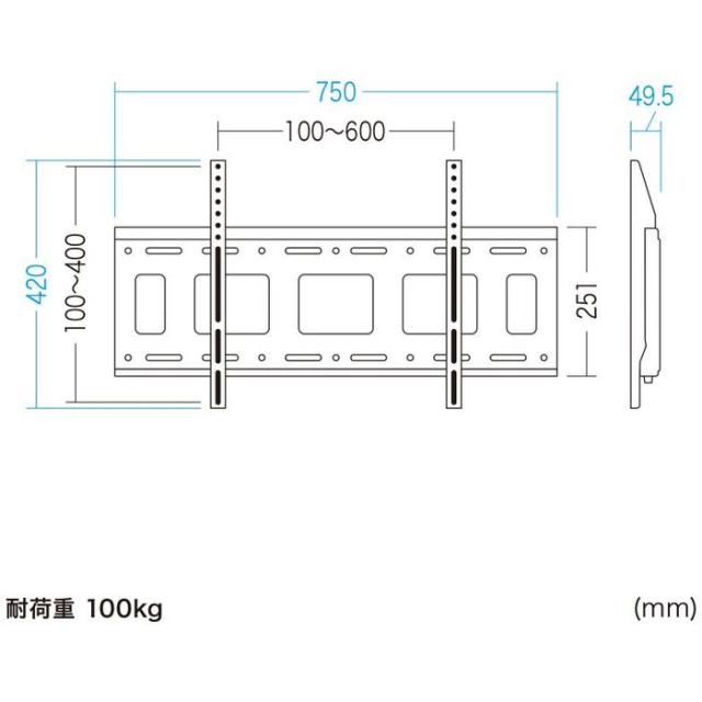 代引不可 壁面固定式ディスプレイ金具 86型まで対応 RoHS対応 角度固定タイプ ブラック サンワサプライ CR-PLKG19BK_7