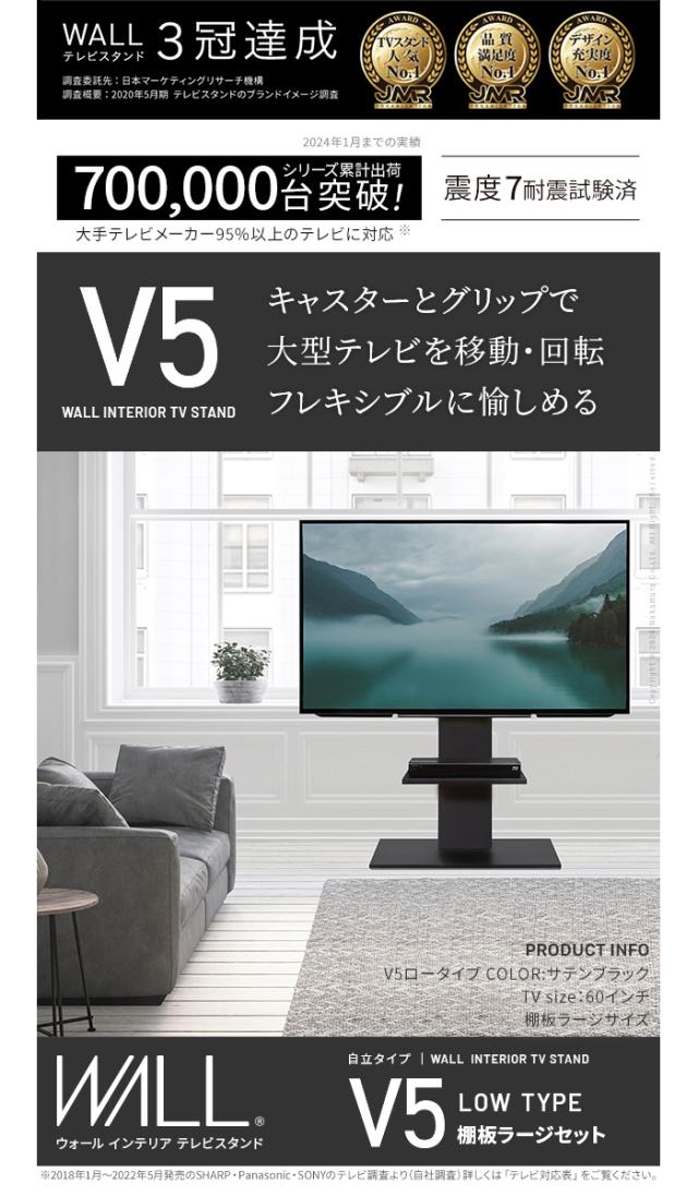 北海道・沖縄・離島配送不可 代引不可 WALL ウォール テレビスタンド V5 ロータイプ+棚板ラージサイズセット WALL wstvap_1