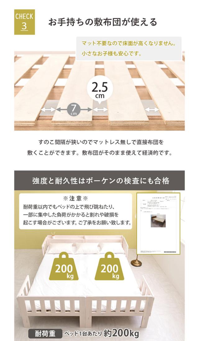 北海道・沖縄・離島配送不可 代引不可 シングルベッド2台組 連結可能