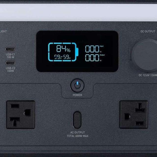 即納 代引不可 ポータブル電源 大容量 512Wh リン酸鉄 バッテリー AC×2 (定格600W/瞬間最大870W) Type-C×2 USB-A×2 カーアクセサリーソケット×1 急速充電 ブラック エレコム DE-PS500PBK_4