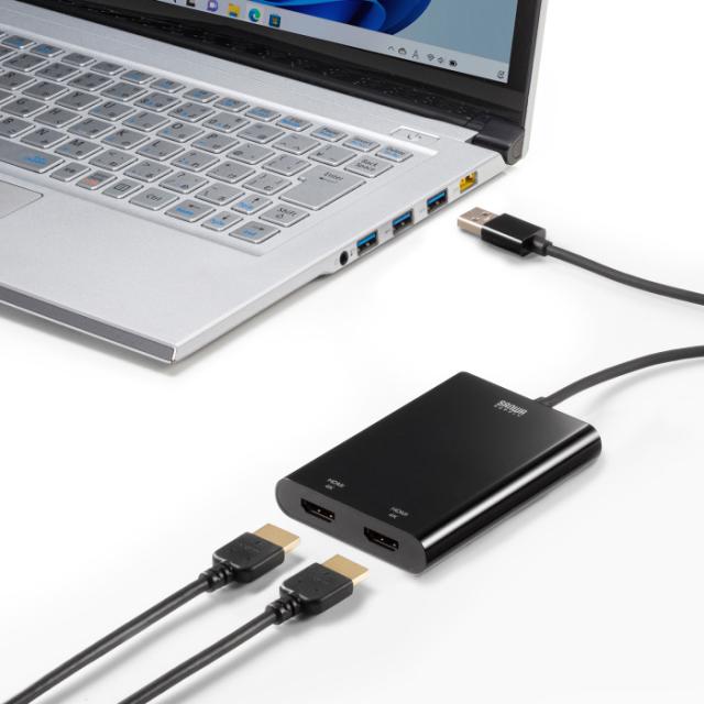 即納 代引不可 USB-HDMIディスプレイアダプタ 4K× 2画面出力 サンワサプライ USB-CVU3HD6