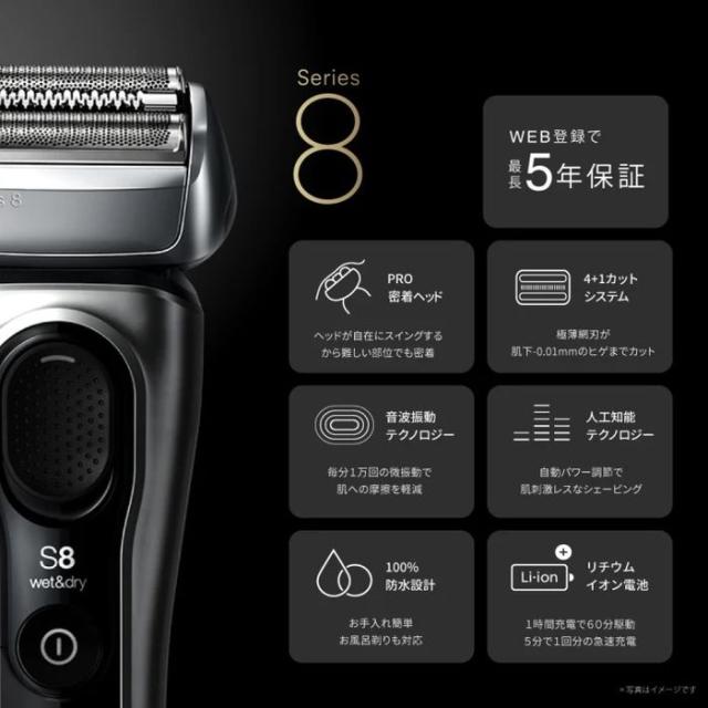 BRAUN ブラウンシリーズ8 8517s-V 電気シェーバー 充電スタンド＆シェーバーケース付き シルバー ブラウン 8517S-V