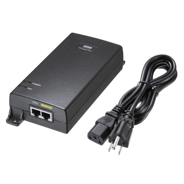 代引不可 PoEインジェクター(電源内蔵・IEEE802.3bt(75W)対応） サンワサプライ LAN-GIHINJ6