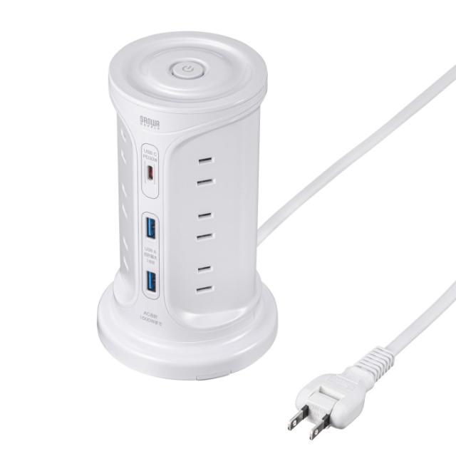即納 代引不可 PD30W充電機能付き12個口タワー型タップ ホワイト サンワサプライ TAP-B112C1A2Wの通販は 5,211円