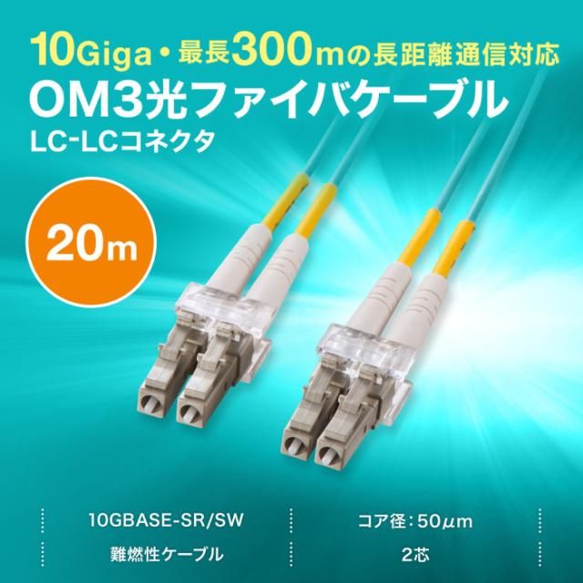 代引不可 メガネ型光ファイバケーブル マルチ50μmOM3、LC×2-LC×2、20m サンワサプライ HKB-OM3LCLC-20N_1