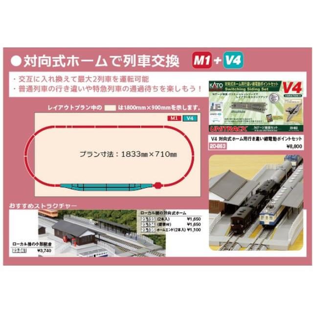 Nゲージ V4対向式ホーム用行違い線電動ポイントセット 鉄道模型 KATO 20-863_1