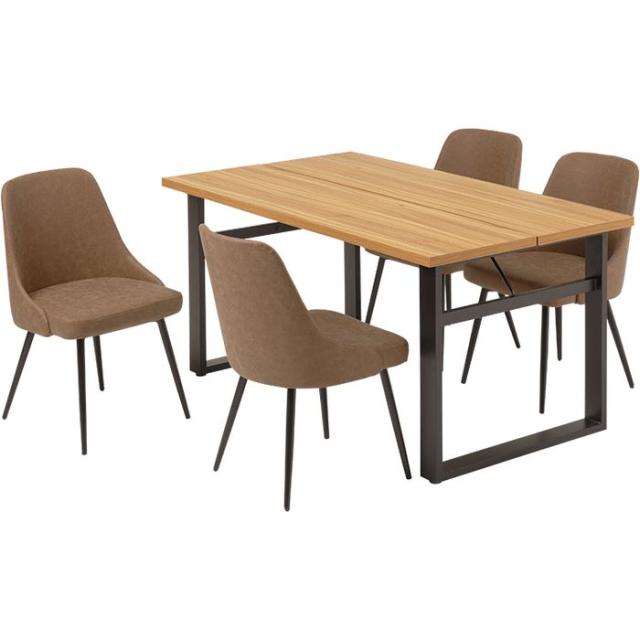 北海道・沖縄・離島配送不可 代引不可 ダイニング5点セット(ナチュラル/PUブラウン)  HAGIHARA LT-4771NA-60PBR-5S