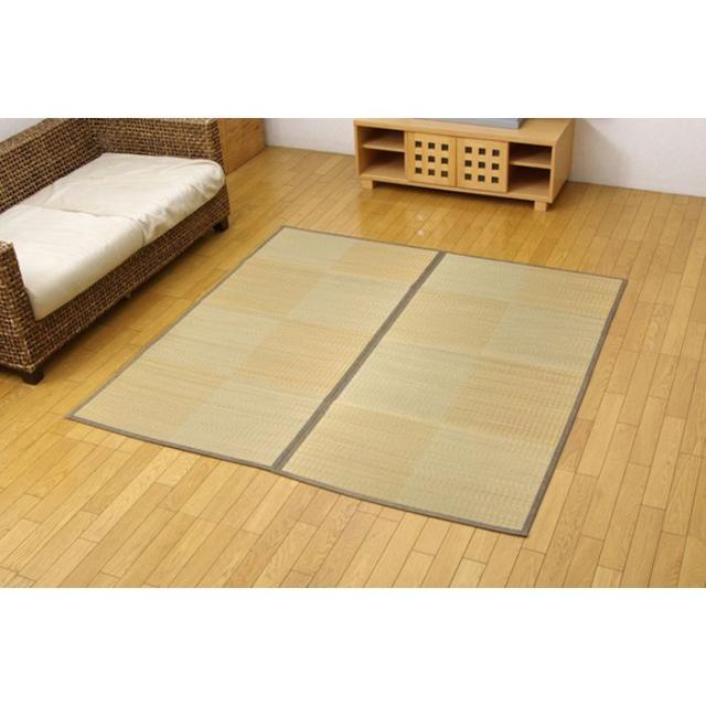 い草花ござカーペット 『DXノア 裏貼CP』 ブラウン 江戸間3畳 (約174×261cm) (裏：不織布)