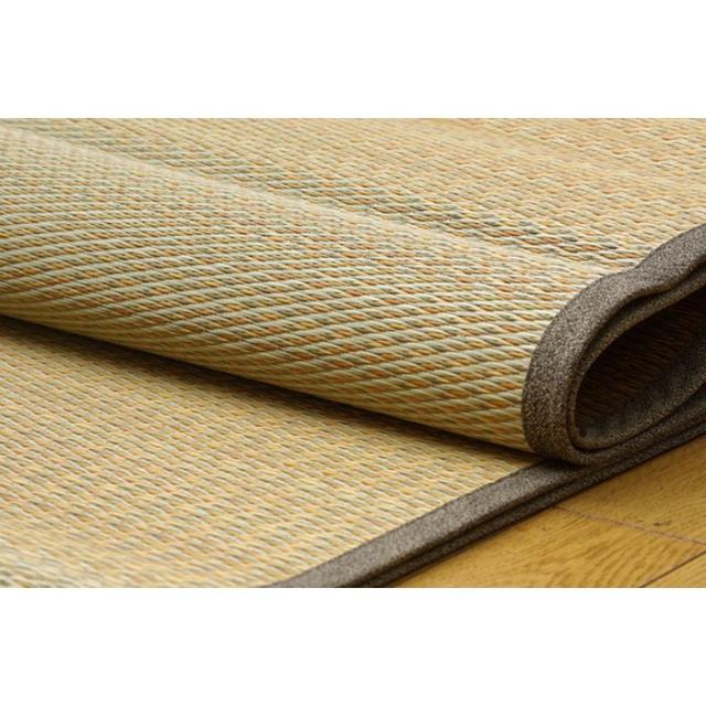 い草花ござカーペット 『DXノア 裏貼CP』 ブラウン 江戸間3畳 (約174×261cm) (裏：不織布)