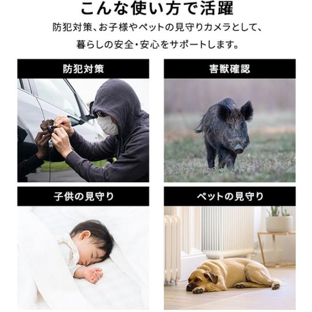 北海道・沖縄・離島配送不可 代引不可 充電式センサーカメラ セット ホームテイスト SH-17-ML19--BK_3