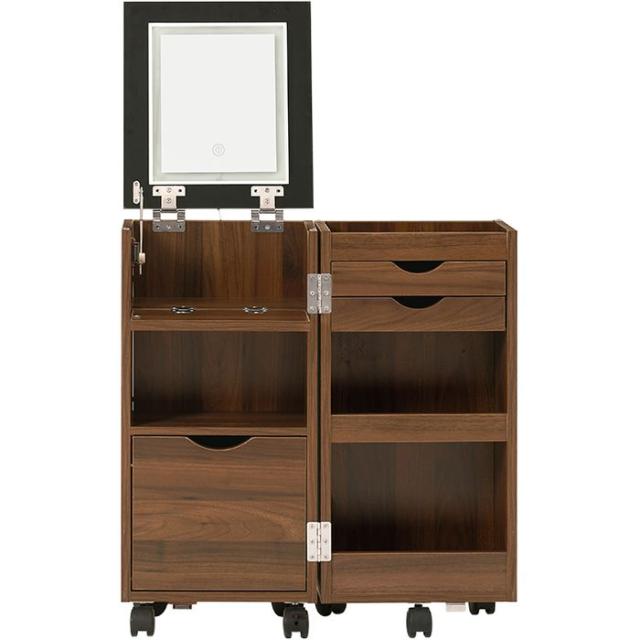 北海道・沖縄・離島配送不可 代引不可 コスメワゴン ダークブラウン (約)幅30.5×奥行34.5×高さ64cm HAGIHARA MUD-6679DBR_1