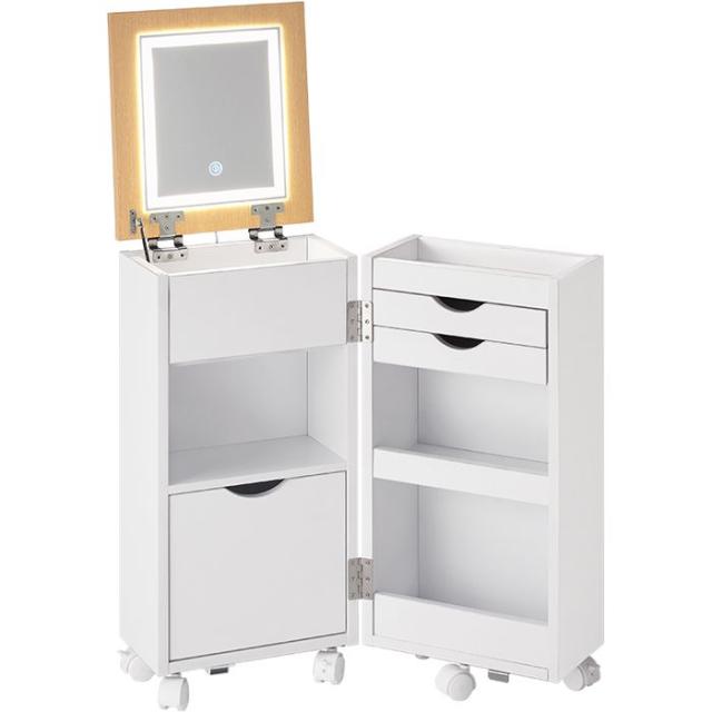 北海道・沖縄・離島配送不可 代引不可 コスメワゴン ホワイト (約)幅30.5×奥行34.5×高さ64cm HAGIHARA MUD-6679WH