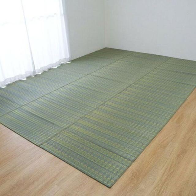 代引不可 い草カーペット 博多 グリーン 348×352cm グリーン IKEHIKO 1080970120702