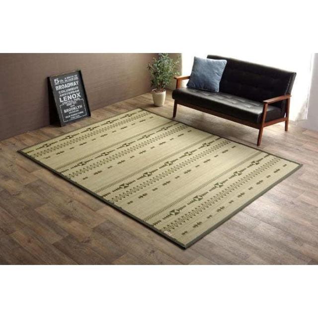 代引不可 2.5mm竹ひご使用 竹カーペット 『DXジャガード』 180×240cm（中材:ウレタン） カーキ IKEHIKO 1100490304601