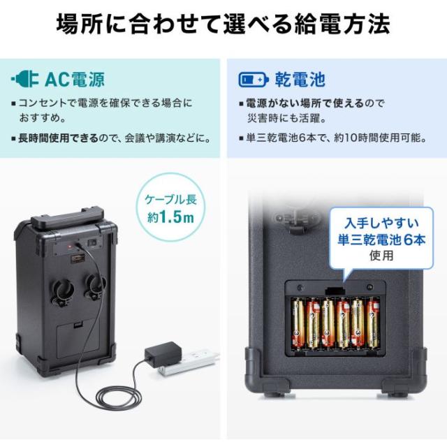 即納 代引不可 ワイヤレスマイク付き拡声器スピーカー(最大40W) サンワサプライ MM-SPAMP21_5