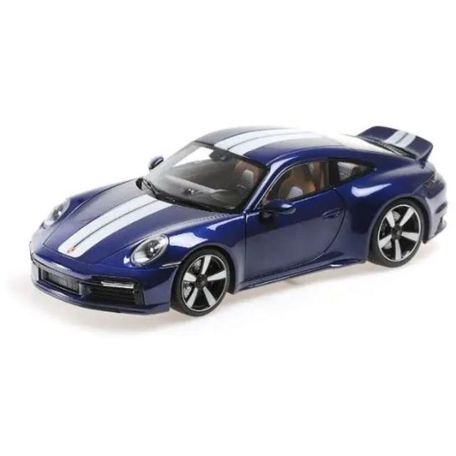 ミニチャンプス 1/18 ポルシェ 911 (992) スポーツ クラシック 2022 ブルーメタリック/ストライプ 京商 110069202