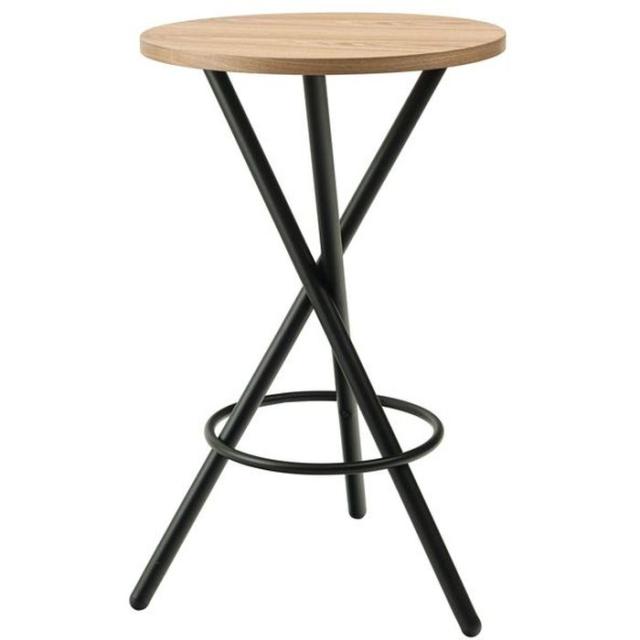 北海道・沖縄・離島配送不可 代引不可 ラウンドハイテーブル 天然木化粧繊維板(アッシュ) ウレタン塗装 スチール(粉体塗装) 組立式 ナチュラル 東谷 TEC-90NA