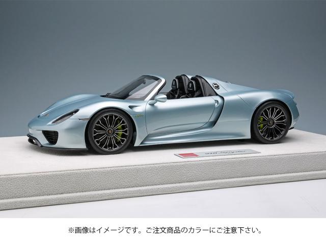 限定 1/18 ポルシェ 918 スパイダー 2011 リキッドメタルクロームブルー メイクアップ EML045F
