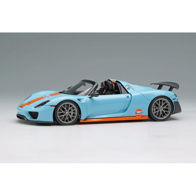 限定  1/43 ポルシェ 918 スパイダー ヴァイザッハパッケージ 2011 リアウィングアップ ガルフブルー / オレンジストライプ (USスペック)  メイクアップ EM812B