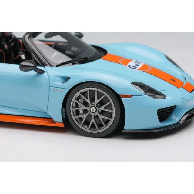 限定  1/43 ポルシェ 918 スパイダー ヴァイザッハパッケージ 2011 リアウィングアップ ガルフブルー / オレンジストライプ (USスペック)  メイクアップ EM812B_2
