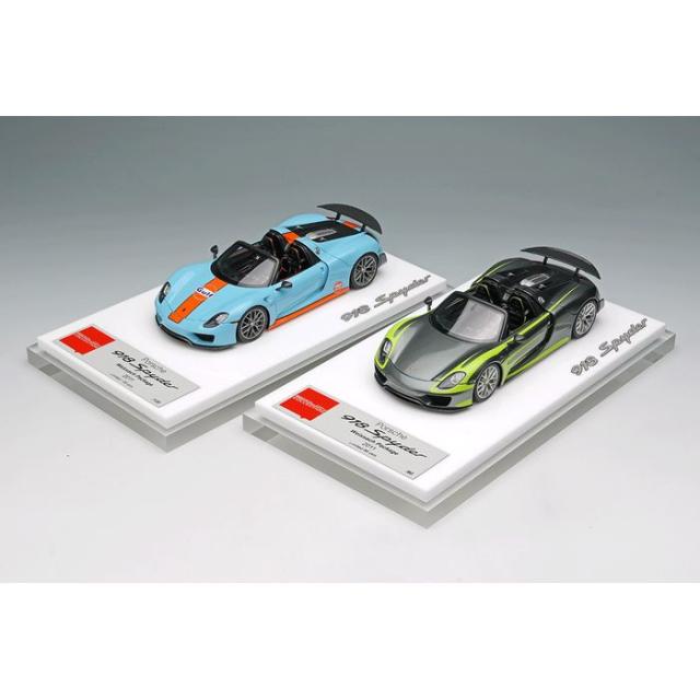 限定  1/43 ポルシェ 918 スパイダー ヴァイザッハパッケージ 2011 リアウィングアップ ガルフブルー / オレンジストライプ (USスペック)  メイクアップ EM812B_3
