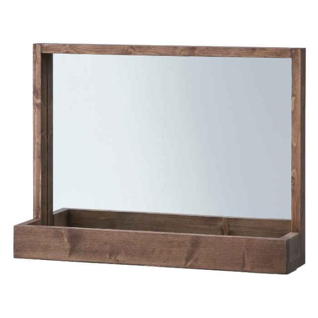 北海道・沖縄・離島配送不可 代引不可 ミラー 鏡 飛散防止 木製フレーム 木枠 天然木 パイン 卓上 ドレッサー 化粧鏡 メイクミラー 収納付き 東谷 CFS-844の通販は 14,823円