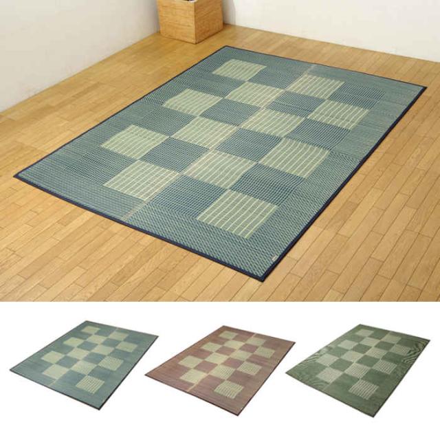 代引不可 い草 ラグ カーペット マット 純国産 正方形 約191×191cm 2畳 Fライト 格子柄 シンプルモダン 裏:ウレタン 抗菌 防臭 夏用 春夏用  日本製 IKEHIKO FLT191191